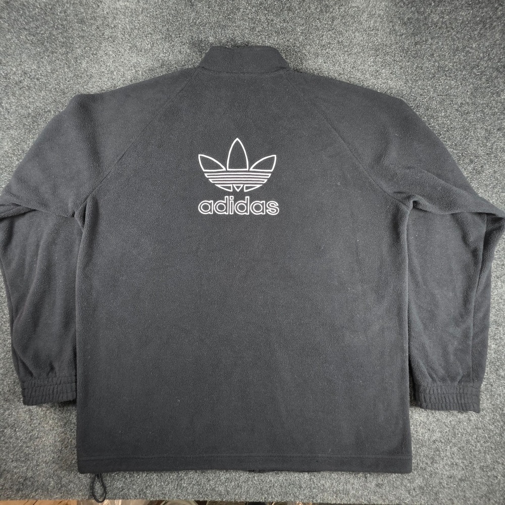 Adidas Trefoil Logo Fleece Jacket Mens XL Black Full Zip HK7295